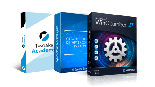 bundle con curso de optimización tweaks academy, guía de smartimización y licencia de ashampoo winoptimizer 27 con regalos